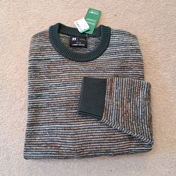 Simons | Le31 Crewneck Striped Sweater Mens XL Green Tan Cotton Long Sleeved - Picture 10 of 10